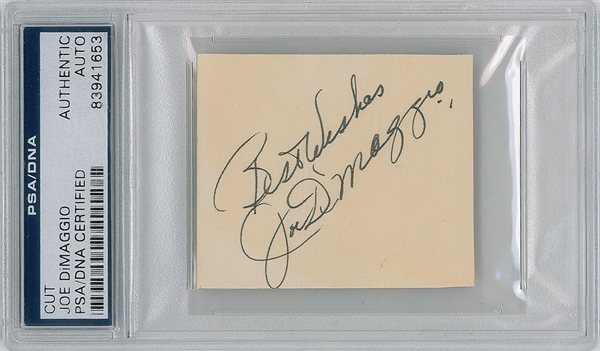 Joe DiMaggio Signed 3" x 3" Album Page (PSA/DNA Encapsulated)
