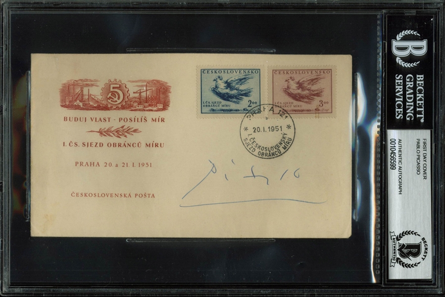 Pablo Picasso Signed 1951 Czech First Day Cover (BAS/Beckett Encapsulated)
