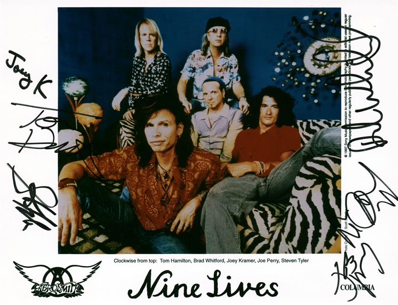 Aerosmith Group Signed "Nine Lives" Promotional Photograph w/ All 5 Members! (Beckett/BAS)