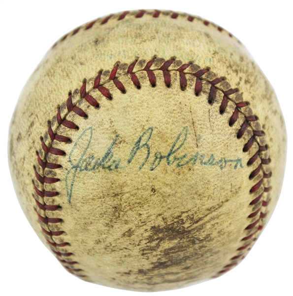 Jackie Robinson Single Signed & Game Used OAL (Harridge) Baseball w/ Potential Subway Series Use! (JSA & Iconic LOA)