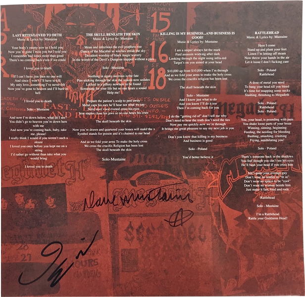 Megadeth: Dave Mustaine and Dave Ellefson Signed "Megadeth" Album Insert (Beckett/BAS Guaranteed )