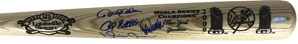 2009 World Series Champion Core Four Signed Baseball Bat w/ Jeter, Rivera, Posada & Pettitte (Steiner & MLB)
