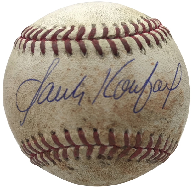 Sandy Koufax Signed & Clayton Kershaw Game Used/Pitched 2014 OML Baseball (Beckett/BAS Guaranteed & MLB)