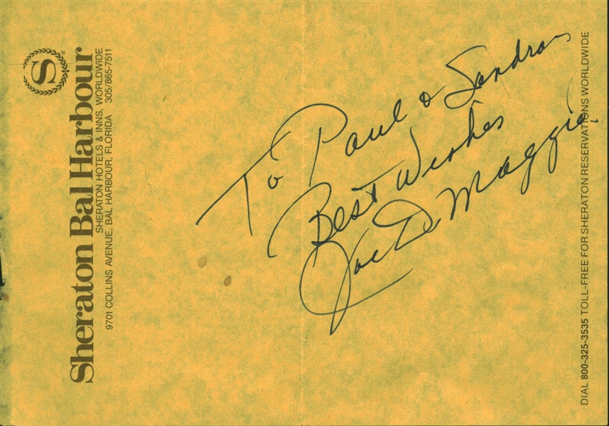 Joe DiMaggio Signed 3.5" x 5" Vintage Album Page (Beckett/BAS Guaranteed)