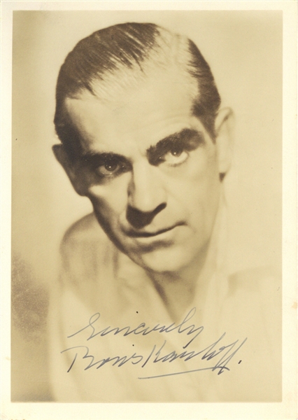 Boris Karloff Vintage Signed 3.5" x 5.5" Photograph (PSA/DNA)