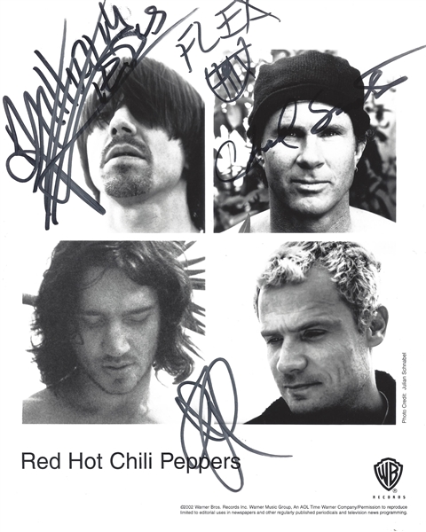 Red Hot Chili Peppers Band Signed 8" x 10" Publicity Photograph (Beckett/BAS Guaranteed)