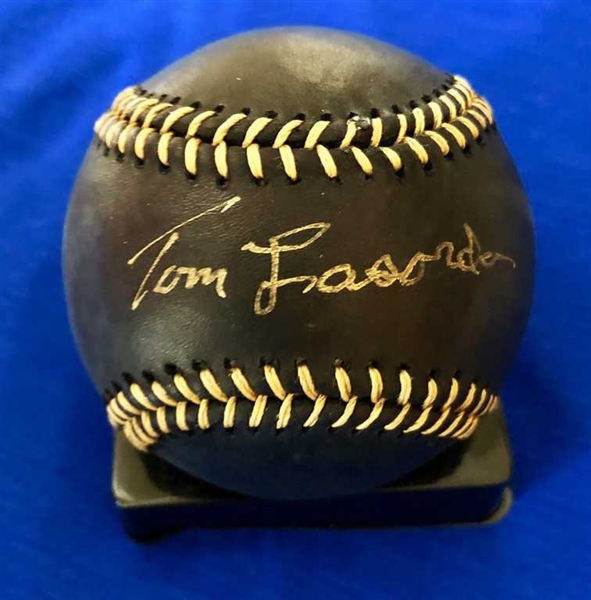 Tommy Lasorda Signed OML Black Baseball (PSA/DNA Graded 9.5)