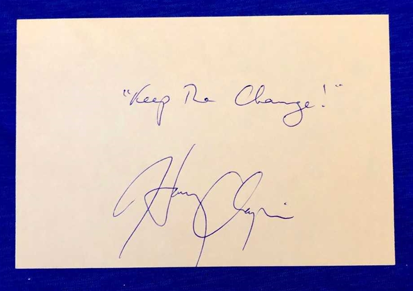 Harry Chapin Rare Near-Mint Signed & Inscribed 4" x 6" Index Card (Beckett/BAS Guaranteed)
