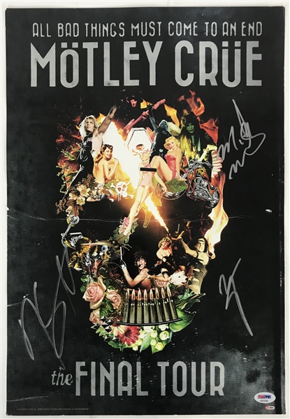 Motley Crue Group Signed 13" x 19" Final Tour Poster (PSA/DNA)