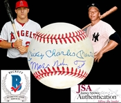 Mickey Mantle & Mike Trout Dual Signed OAL Baseball with Full Name Autographs! (JSA & Beckett/BAS LOAs)