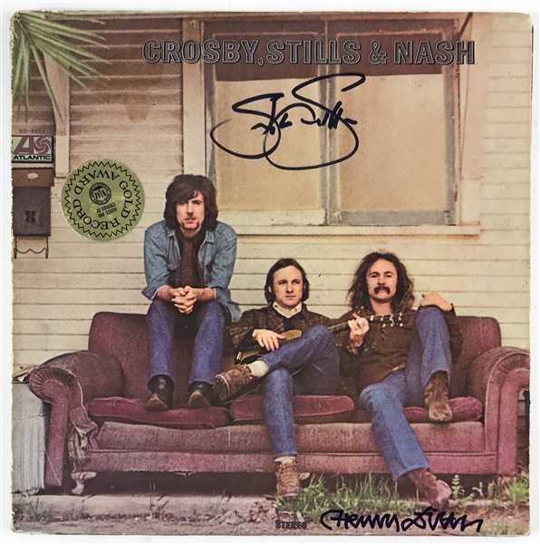 Stephen Stills & Henry Diltz Signed "Crosby, Stills & Nash" Album Cover (PSA/JSA Guaranteed)
