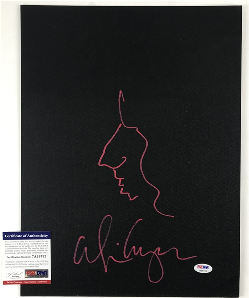 Alice Cooper In-Person Signed 12" x 16" Canvas Board with Hand Drawn Self-Portrait Sketch (PSA/DNA)