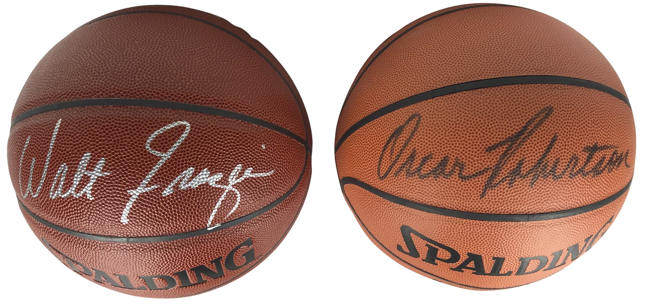 NBA Stars Lot of Two (2) Signed Baskballs w/ Oscar Robertson & Walt Frazier! (JSA & Steiner)