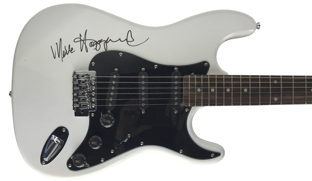 Merle Haggard Signed Stratocaster Guitar w/ Rare On-The-Body Autograph! (PSA/DNA)