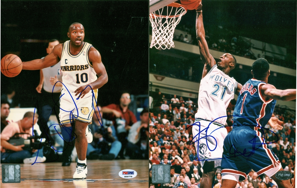 NBA Stars Lot of Four (4) Signed 8" x 10" Photographs w/ Garnett, Hardaway & Kukoc (PSA/DNA)