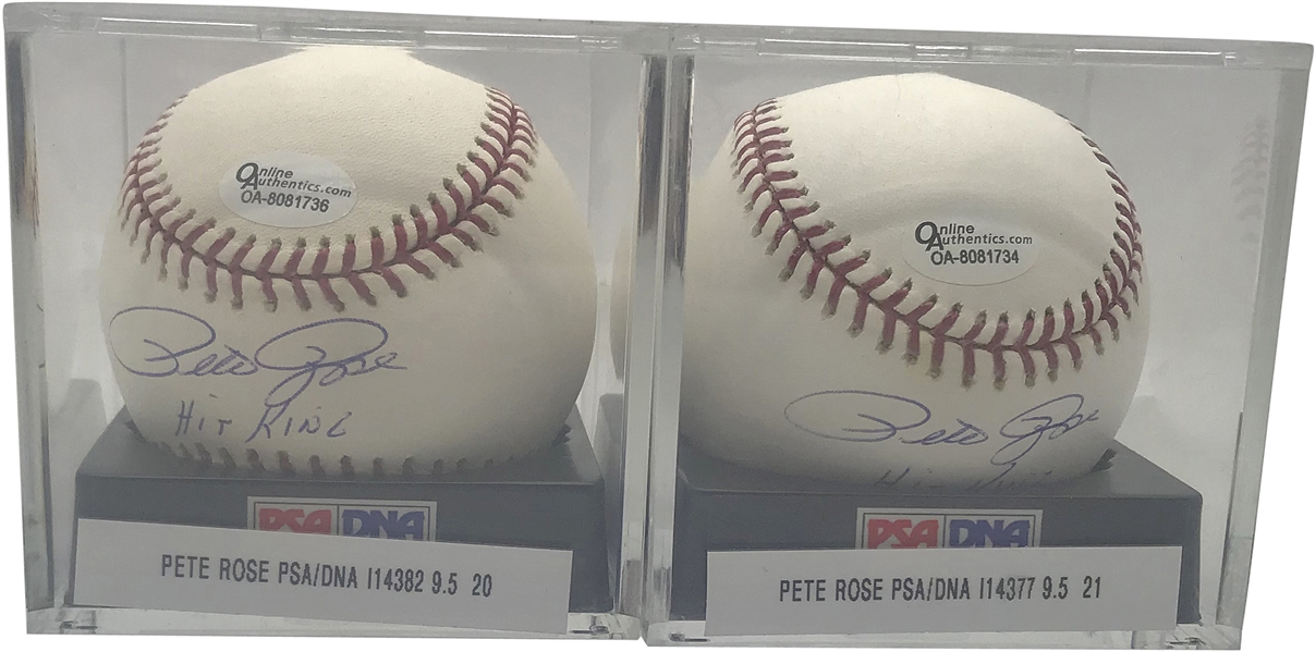 Pete Rose Lot of Two (2) Signed & Inscribed "Hit King" OML Baseballs PSA/DNA MINT 9.5!