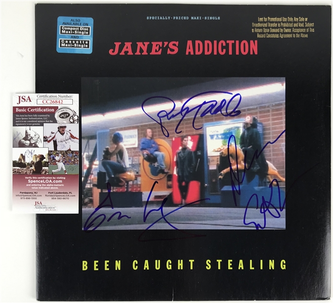Janes Addiction Signed "Been Caught Stealing" Album Cover (JSA)