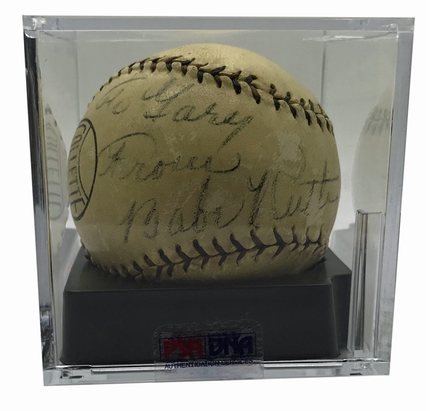 Babe Ruth Single Signed Union League Baseball PSA/DNA Graded 4!