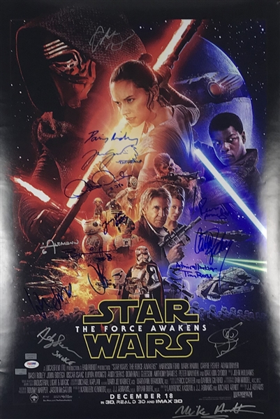 Star Wars: The Force Awakens Cast-Signed 24" x 36" Movie Poster w/ Ford, Ridley, Fisher, & More! (Beckett/BAS Guaranteed)