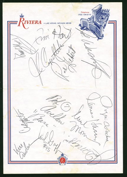 Notables Multi-Signed 8" x 10" Rivera Hotel Stationary w/ DiMaggio, Griffin & Others! (Beckett/BAS Guaranteed)