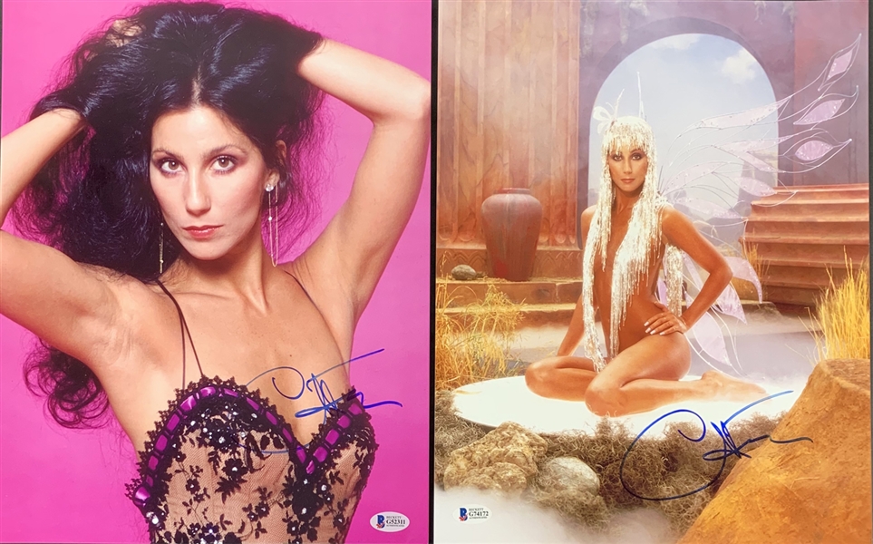 Cher: Lot of Two (2) In-Person Signed 11" x 14" Color Photos (Beckett/BAS)