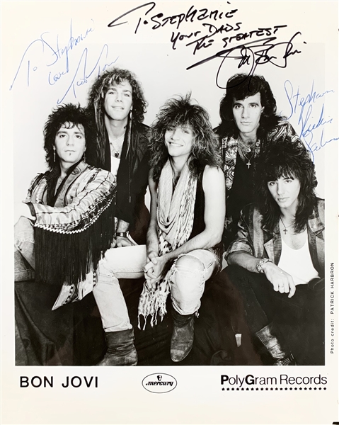 Bon Jovi Group Signed 8" x 10" PolyGram Records Promo Photo w/3 Sigs (Beckett/BAS LOA)