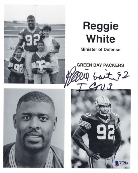 Reggie White Signed 8" x 10" B&W Photo Collage (BAS/Beckett)