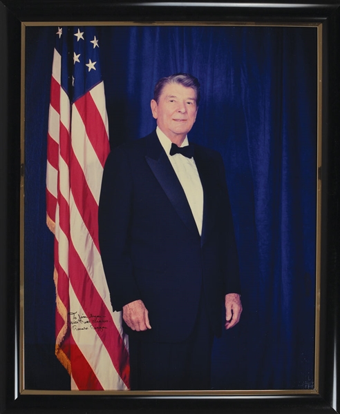 President Ronald Reagan Signed 24" x 30" Giclee Canvas Photograph, The Largest Image Signed By Reagan! (Beckett)