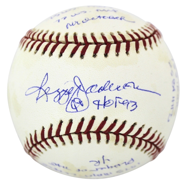 Reggie Jackson Ltd. Ed. Signed OAL Baseball w/ 19 Handwritten Stats! (Beckett/BAS)
