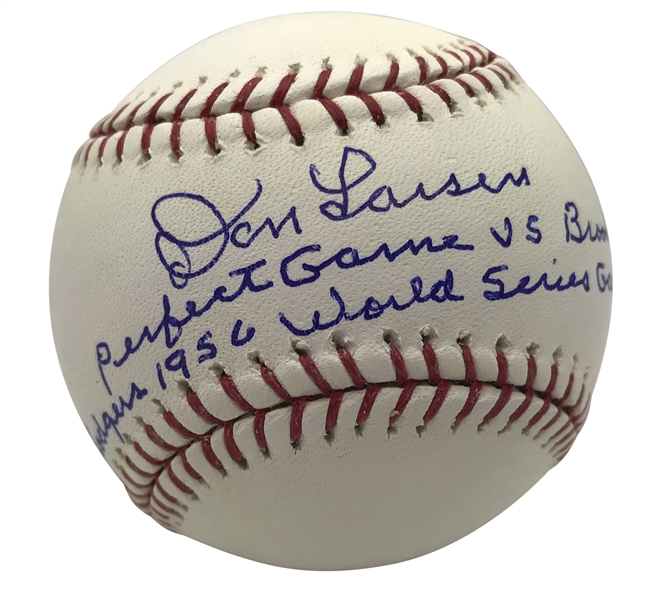 Don Larsen Signed & Inscribed Perfect Game OML Baseball (Beckett/BAS)