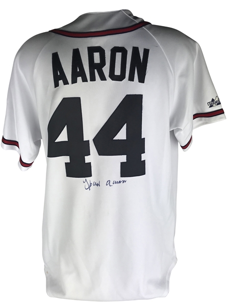 Hank Aaron Signed 715 Home Run 25th Anniversary Atlanta Braves Jersey (JSA)