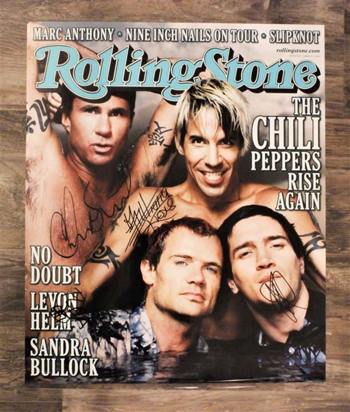 Red Hot Chili Peppers Group Signed Rolling Stone Magazine Poster w/ 4 Sigs (Beckett/BAS)