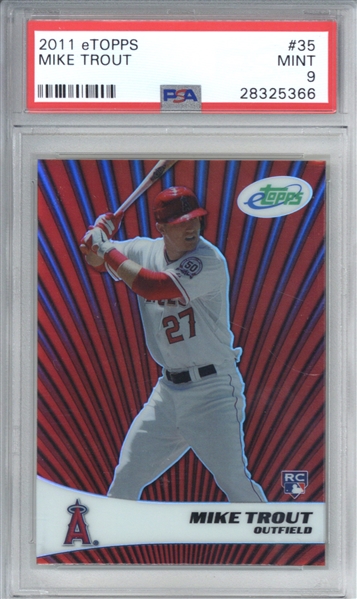 Mike Trout 2011 eTopps #35 Rookie Card - PSA MINT 9!