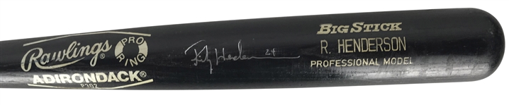 Rickey Henderson Game Used & Signed 1985 RJ22 Baseball Bat - PSA/DNA GU 9!