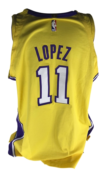 Lot Detail - Brook Lopez Game Worn/Used 2017-18 LA Lakers Jersey (MEARS)