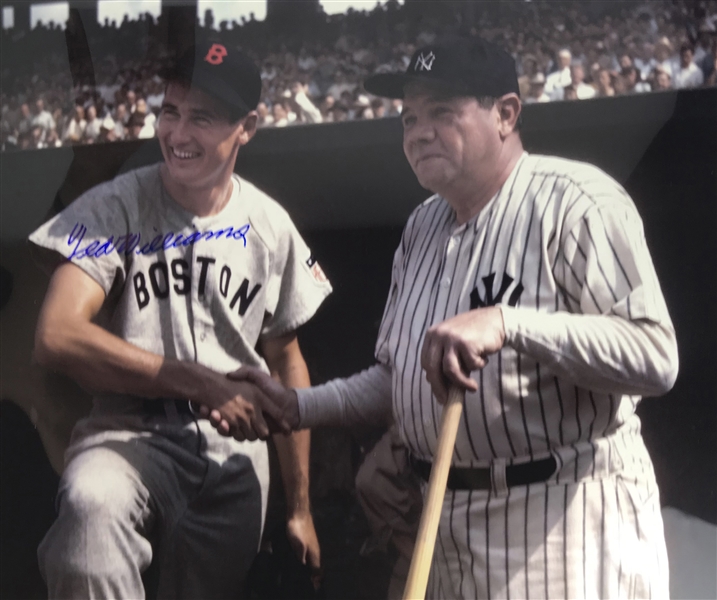 	Ted Williams Signed Over-Sized 20" x 24" Photograph w/ Babe Ruth! (Beckett/BAS)
