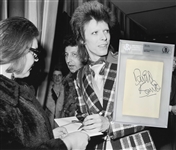 David Bowie Superb Vintage Autograph from 1973 with Photo Proof! (Beckett/BAS Encapsulated)