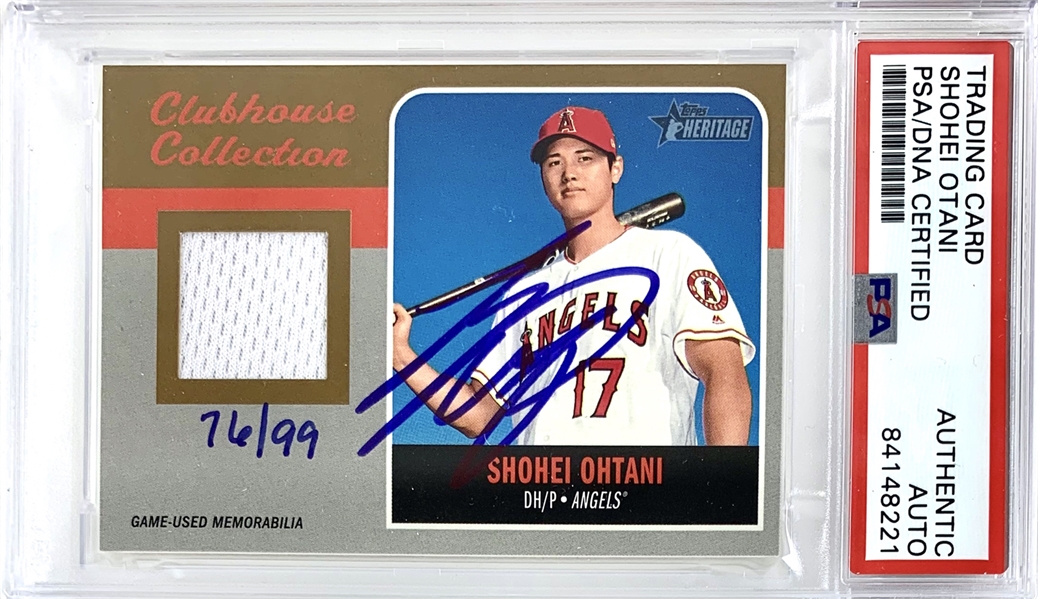 Shohei Ohtani Signed 2019 Topps Heritage Clubhouse Collection Limited Edition Relic Card (PSA/DNA Encapsulated)