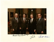 Four Presidents Multi-Signed Near-Mint 11" x 14" Photograph w/ Reagan, Nixon, Carter & Ford! (Beckett/BAS)