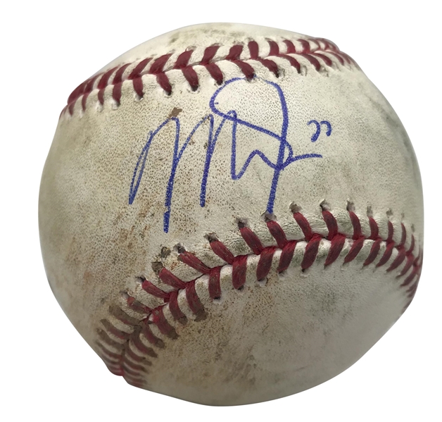 Mike Trout Signed, Game Used & Pitched to Trout 2015 OML Baseball (MLB & PSA/DNA)