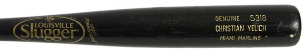 Christian Yelich 2015 Game Used Louisville slugger S318 Model Baseball Bat (MEARS Graded A10)
