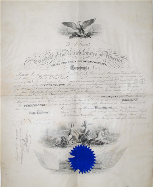 Ulysses S. Grant Signed 1869 Naval Document (Beckett/BAS)
