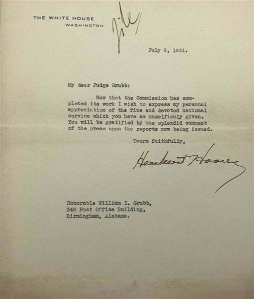 Herbert Hoover Signed 7" x 9" White House Letter (Beckett/BAS)