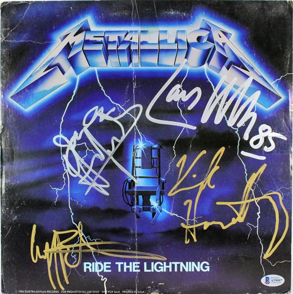 Metallica Group Signed "Ride the Lightning" Record Album Flat w/ Cliff Burton (Beckett/BAS)