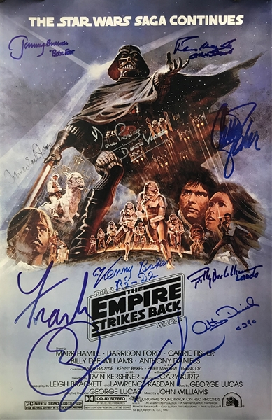 The Empire Strikes Back Multi-Signed 12" x 18" Mock Poster w/ Lucas, Baker & Others! (Beckett/BAS)