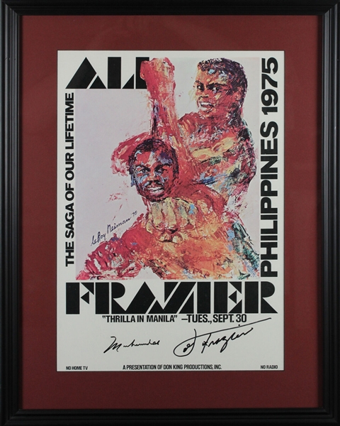 Muhammad Ali & Joe Frazier Signed & Framed 13" x 21" "Thrilla in Manila" Print (Beckett/BAS)