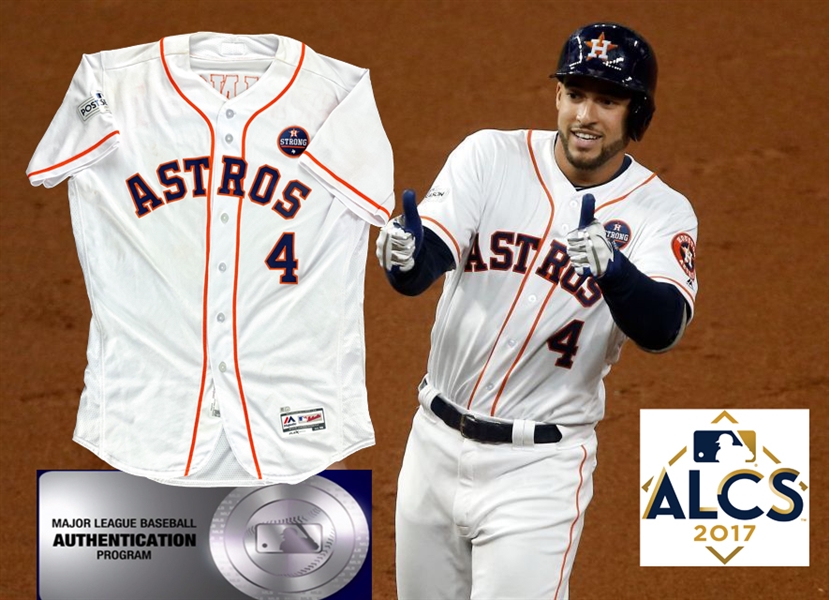 2017 George Springer Game Worn Astros Home Jersey :: Worn in Game 7 ALCS Victory of Yankees to Advance to World Series! (MLB Auth)