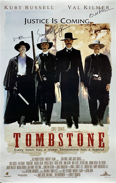 "Tombstone" Cast Signed Full Sized 27" x 40" Movie Poster w/Russell, Elliott, Paxton & Kilmer (Beckett/BAS)