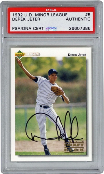 Derek Jeter Signed 1992 Upper Deck Minor League Card (PSA/DNA Encapsulated)