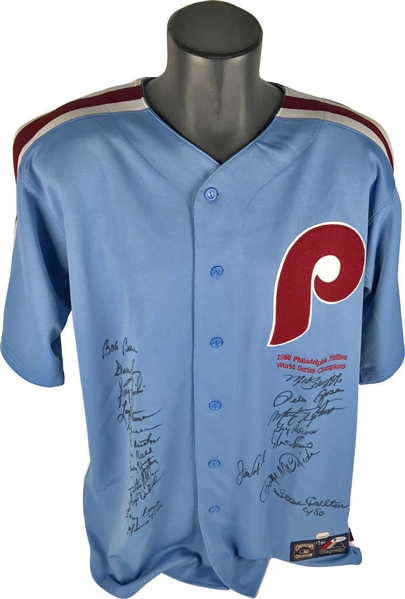1980 W.S. Champion Philadelphia Phillies Team-Signed Cooperstown Collection Jersey (Beckett/BAS)